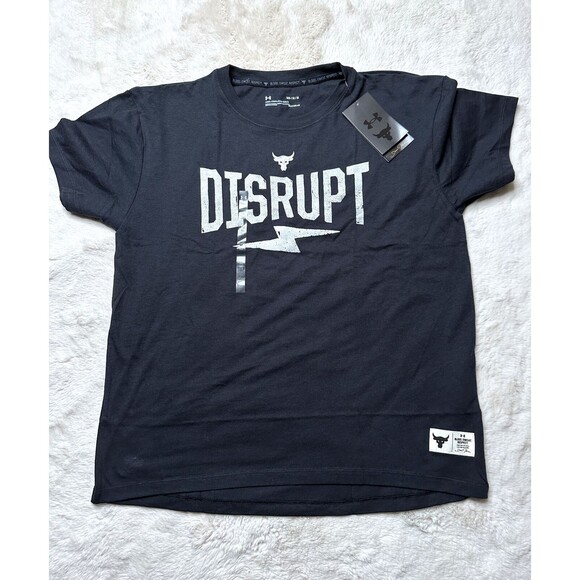 Under Armour women Medium Project Rock Dwaney Johnson  Disrupt Black gym T-shirt - Picture 1 of 6
